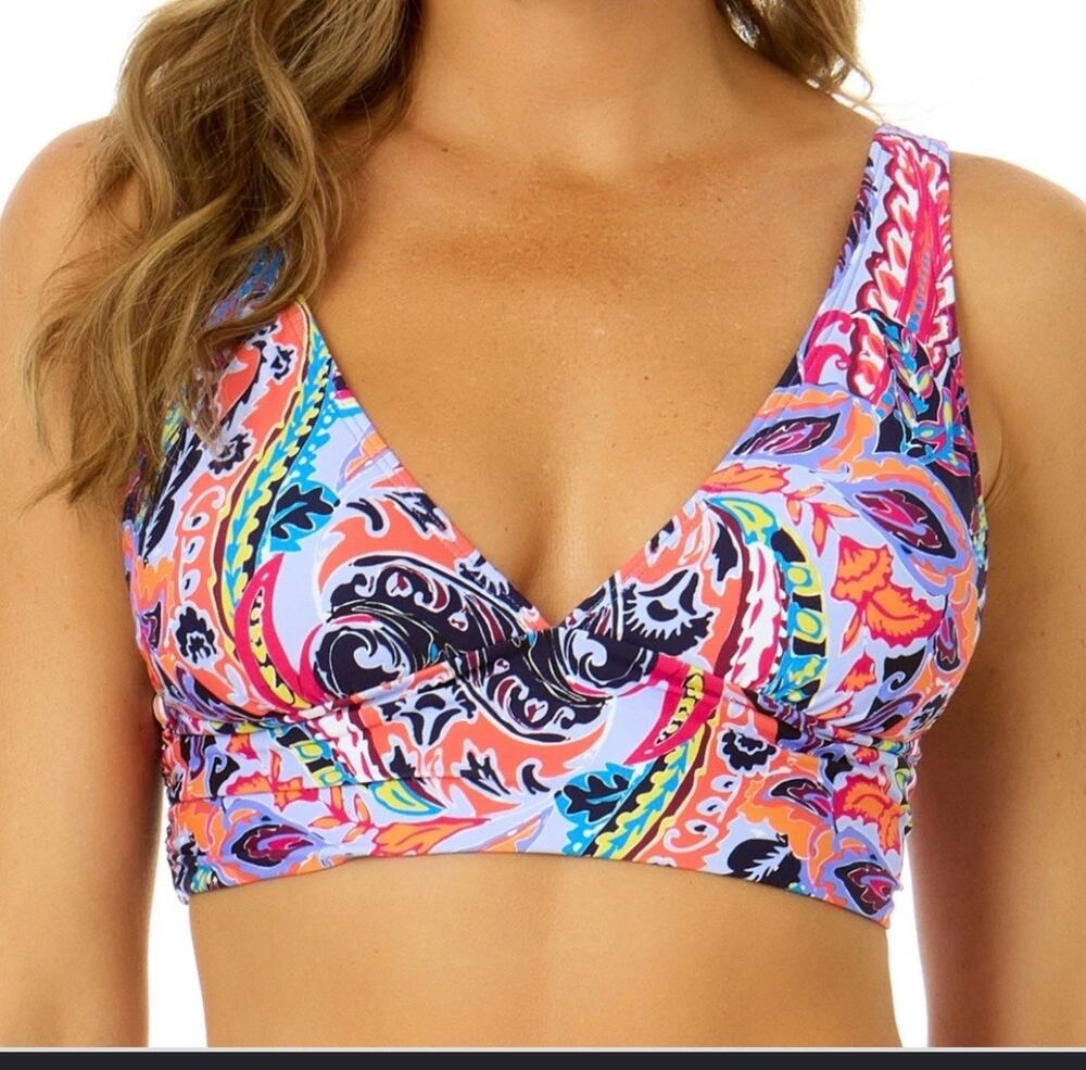 Anne Cole Women’s Small Paisley Print Bikini Swim Top NWOT Multicolor